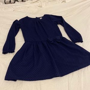 Carters girls dress 5T , navy blue with black velvet polka dots